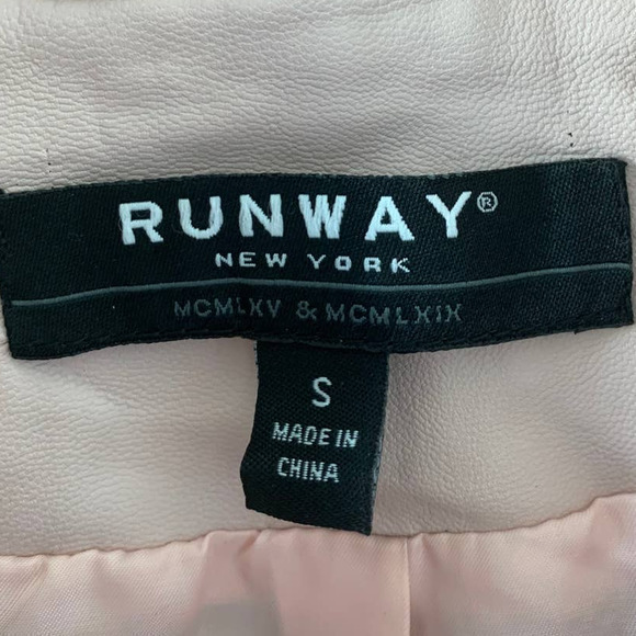 RUNWAY Pink Leather Zip Front Biker Jacket‎ Size S - Picture 3 of 4
